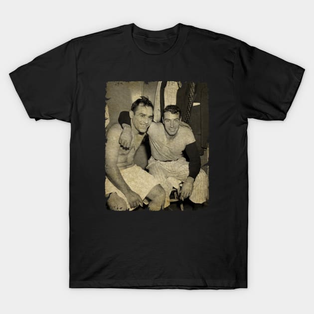 Yogii Berra and Joe DiMaggio - In the Changing Room T-Shirt by SOEKAMPTI